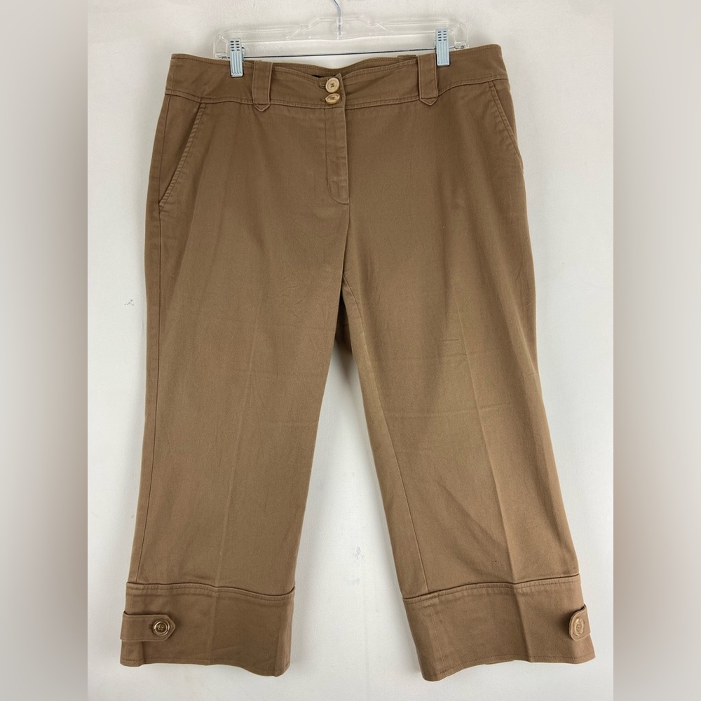 tribal stretch Brown Capri Pants  Size 14 (665)
